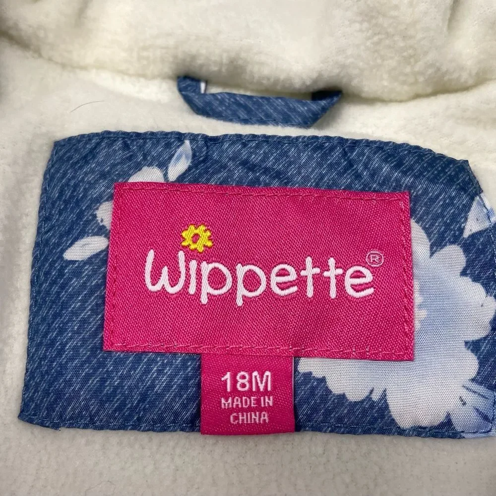Wippette Blue with Floral Print Puffer Coat. Size 18M